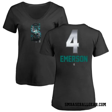 Black Women's Colt Emerson Seattle Mariners Midnight Mascot V-Neck T-Shirt -