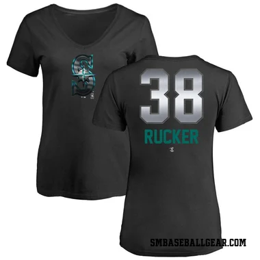 Black Women's Michael Rucker Seattle Mariners Midnight Mascot V-Neck T-Shirt -