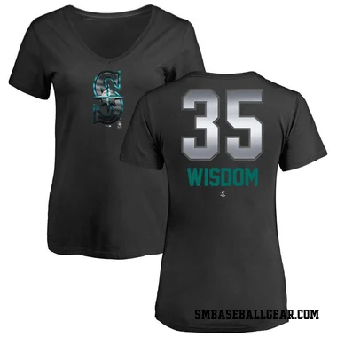 Black Women's Patrick Wisdom Seattle Mariners Midnight Mascot V-Neck T-Shirt -