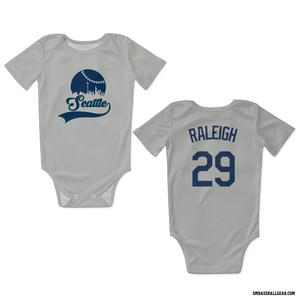 Gray Seattle Mariners Cal Raleigh   Newborn & Infant Bodysuit