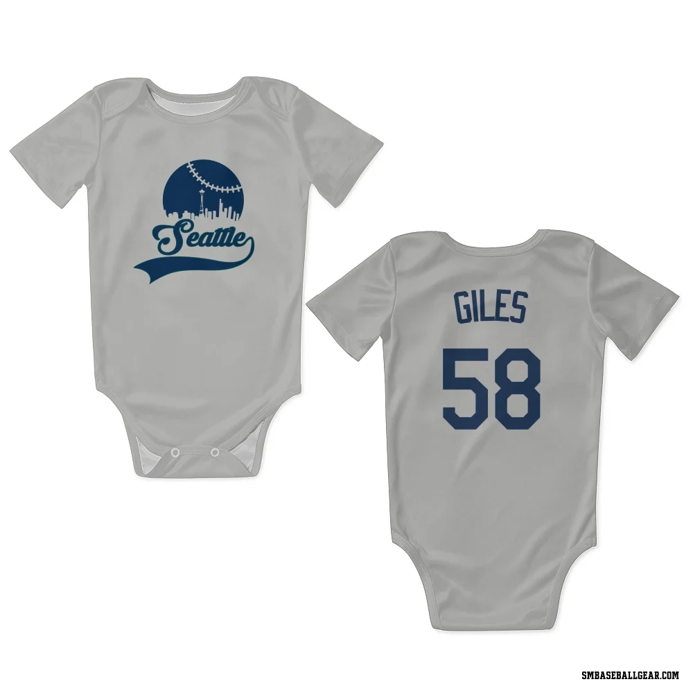 Gray Seattle Mariners Ken Giles   Newborn & Infant Bodysuit