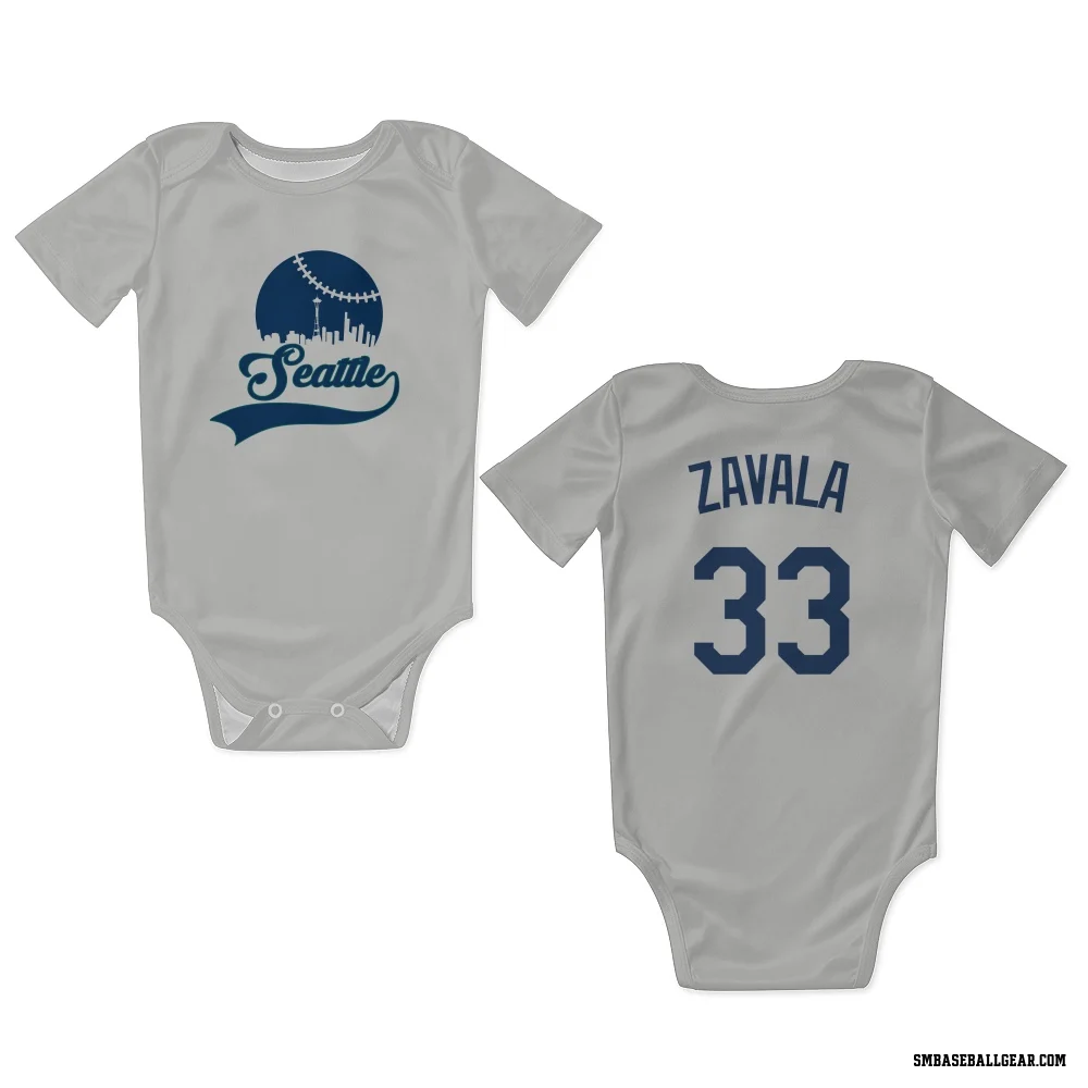 Gray Seattle Mariners Seby Zavala   Newborn & Infant Bodysuit