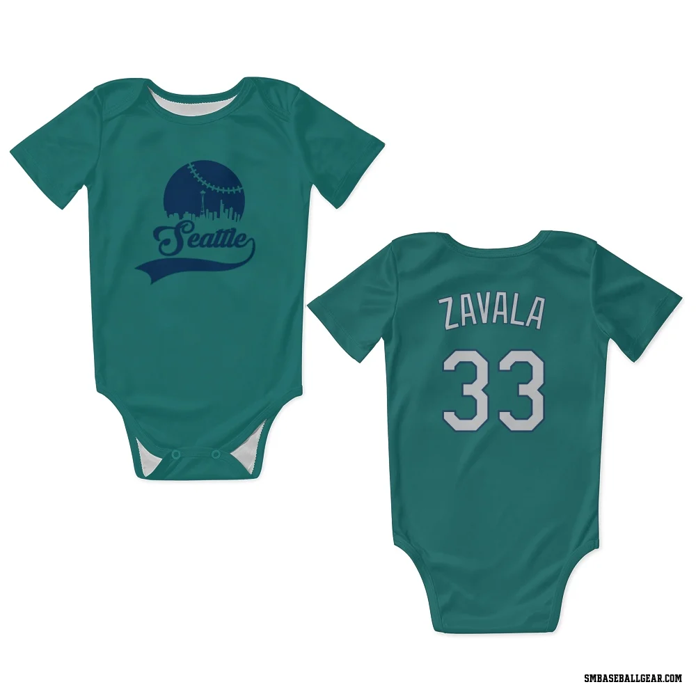 Green Seattle Mariners Seby Zavala   Newborn & Infant Bodysuit