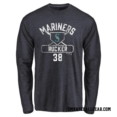 Navy Men's Michael Rucker Seattle Mariners Base Runner Long Sleeve T-Shirt -