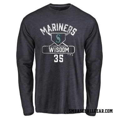 Navy Men's Patrick Wisdom Seattle Mariners Base Runner Long Sleeve T-Shirt -