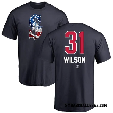 Navy Men's Weston Wilson Seattle Mariners Name and Number Banner Wave T-Shirt -