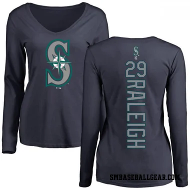 Navy Women's Cal Raleigh Seattle Mariners Backer Slim Fit Long Sleeve T-Shirt -