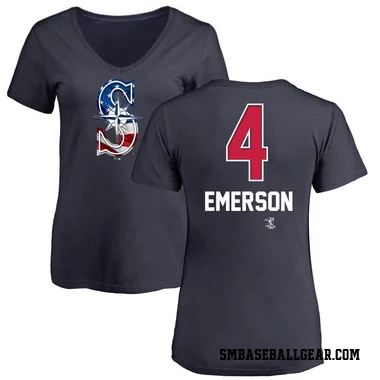 Navy Women's Colt Emerson Seattle Mariners Name and Number Banner Wave V-Neck T-Shirt -