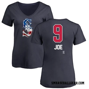 Navy Women's Connor Joe Seattle Mariners Name and Number Banner Wave V-Neck T-Shirt -