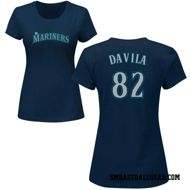 Navy Women's Nick Davila Seattle Mariners Roster T-Shirt -