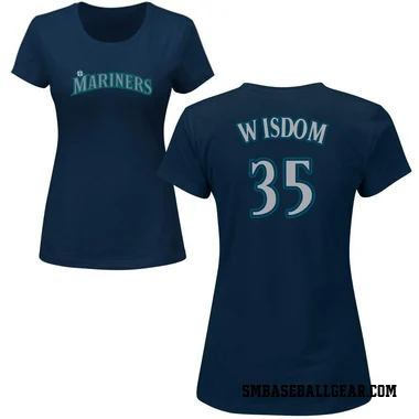 Navy Women's Patrick Wisdom Seattle Mariners Roster T-Shirt -