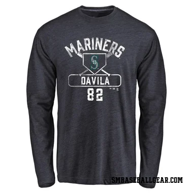 Navy Youth Nick Davila Seattle Mariners Base Runner Long Sleeve T-Shirt -