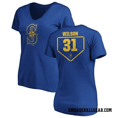 Royal Women's Weston Wilson Seattle Mariners RBI Slim Fit V-Neck T-Shirt -