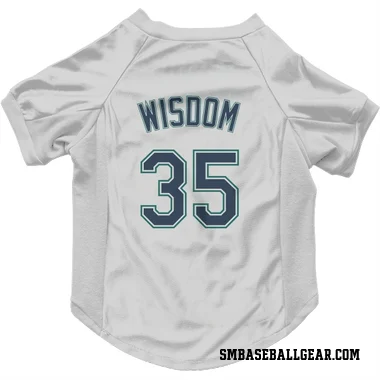 White Seattle Mariners Patrick Wisdom   Dog & Cat Pet Jersey